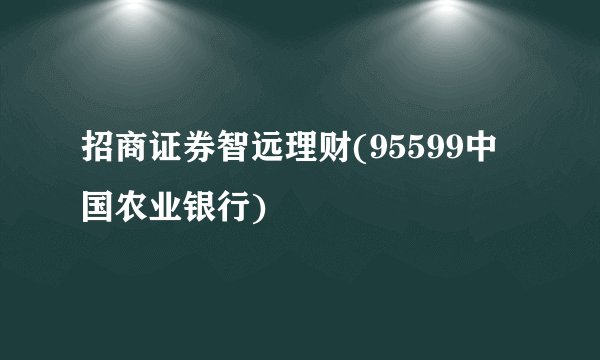 招商证券智远理财(95599中国农业银行)