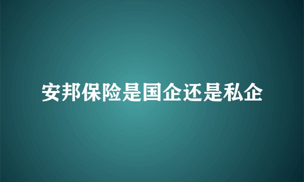 安邦保险是国企还是私企