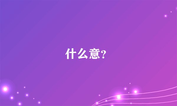 什么意？