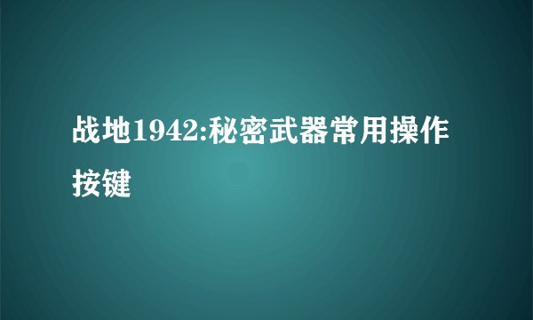 战地1942:秘密武器常用操作按键