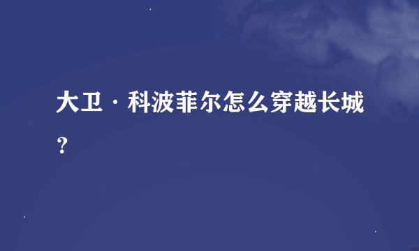 大卫·科波菲尔怎么穿越长城？