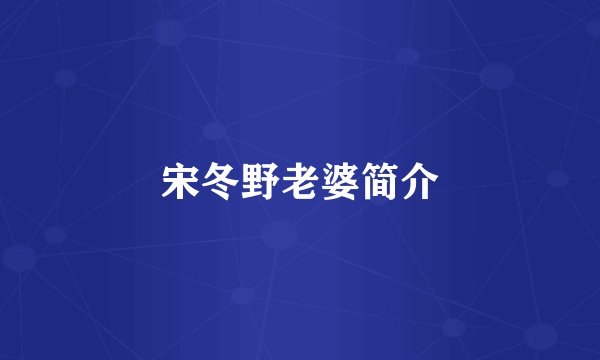 宋冬野老婆简介