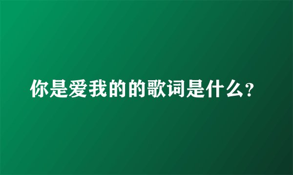 你是爱我的的歌词是什么？