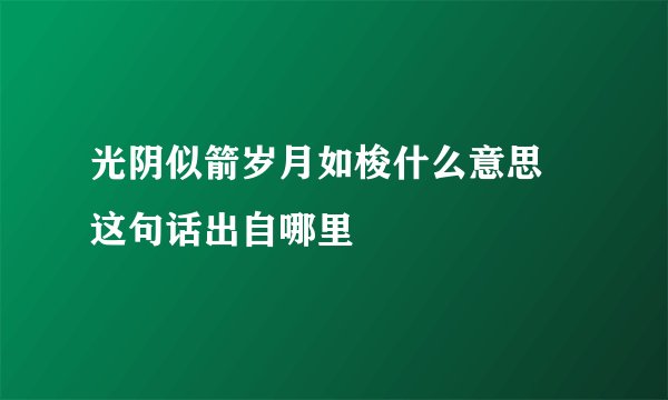 光阴似箭岁月如梭什么意思 这句话出自哪里