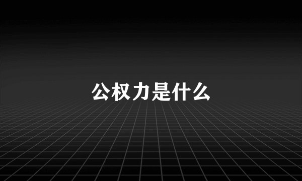公权力是什么