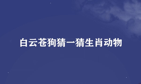 白云苍狗猜一猜生肖动物