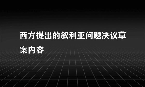 西方提出的叙利亚问题决议草案内容