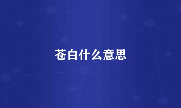 苍白什么意思