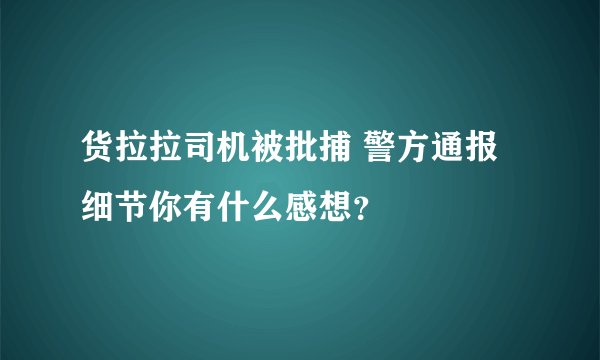 货拉拉司机被批捕 警方通报细节你有什么感想？