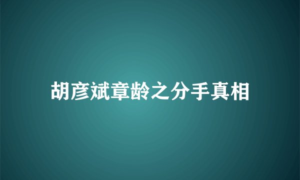 胡彦斌章龄之分手真相