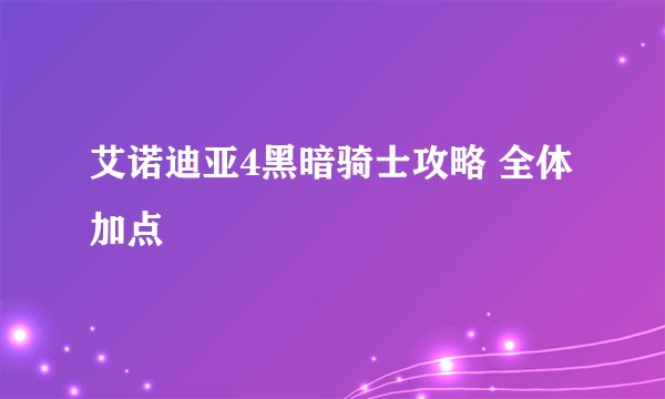 艾诺迪亚4黑暗骑士攻略 全体加点