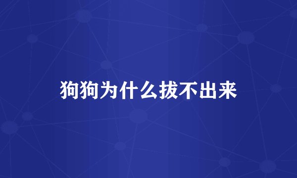 狗狗为什么拔不出来