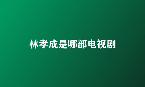 林孝成是哪部电视剧