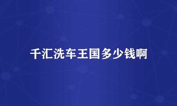 千汇洗车王国多少钱啊
