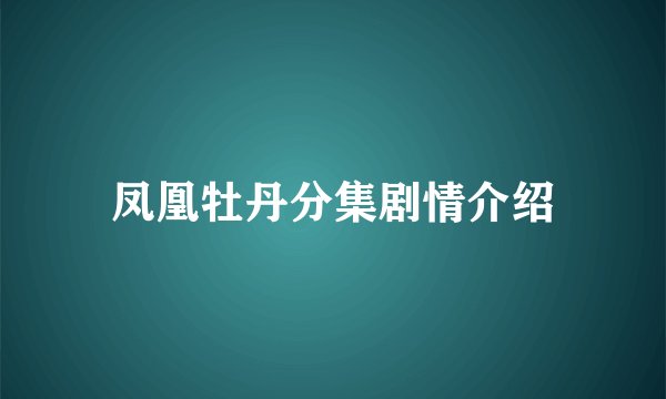 凤凰牡丹分集剧情介绍