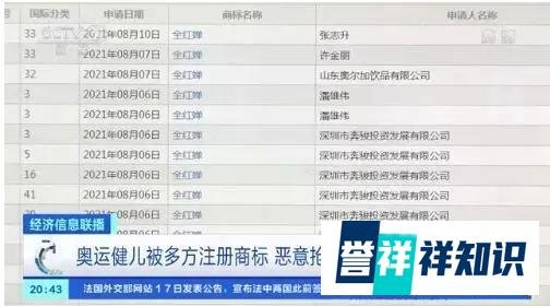 国知局:驳回“全红婵”等109件商标,严肃处理申请人和代理机构