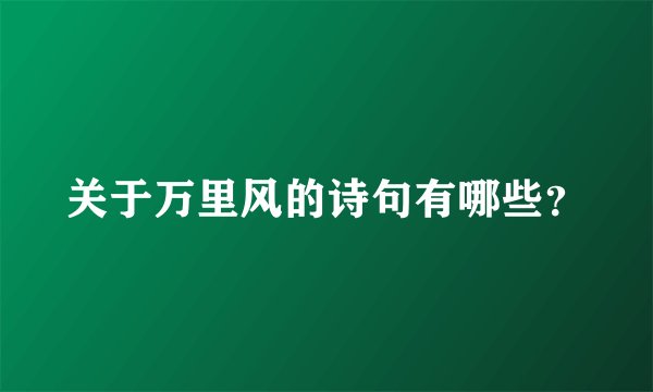 关于万里风的诗句有哪些？