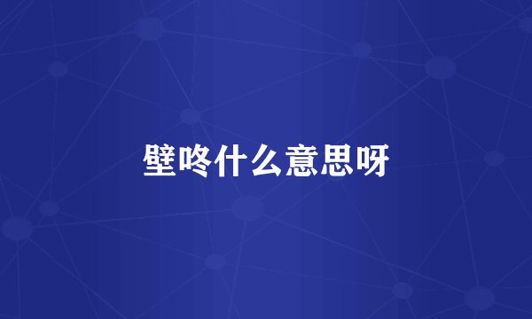 壁咚什么意思呀