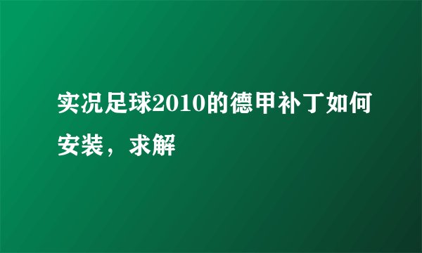 实况足球2010的德甲补丁如何安装，求解