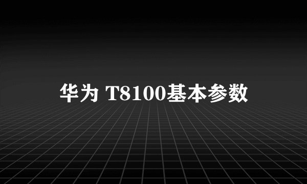 华为 T8100基本参数