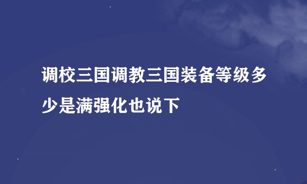 调校三国调教三国装备等级多少是满强化也说下