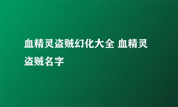 血精灵盗贼幻化大全 血精灵盗贼名字