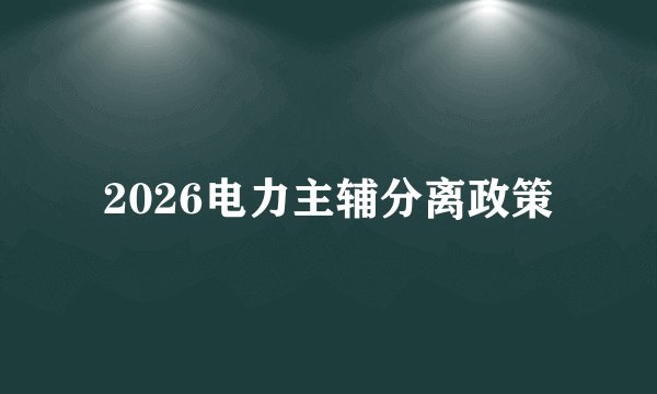 2026电力主辅分离政策