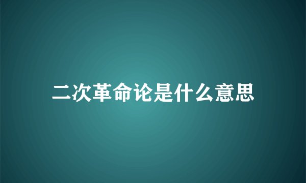 二次革命论是什么意思