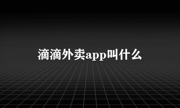 滴滴外卖app叫什么