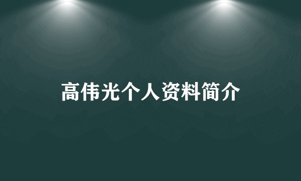 高伟光个人资料简介
