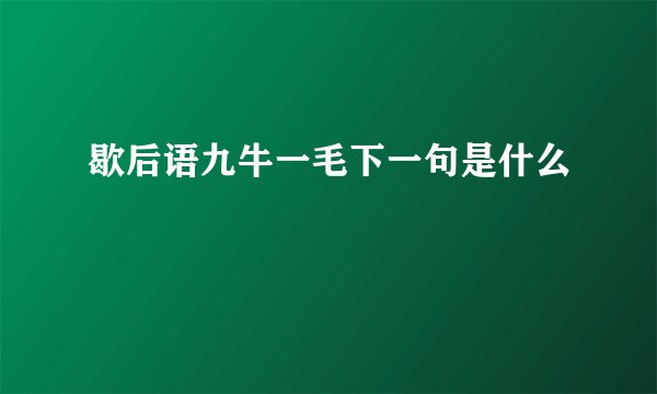歇后语九牛一毛下一句是什么