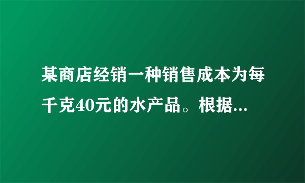 某商店经销一种销售成本为每千克40元的水产品。根据市场调查分析，若按每千克50元销售一个月能销售500千