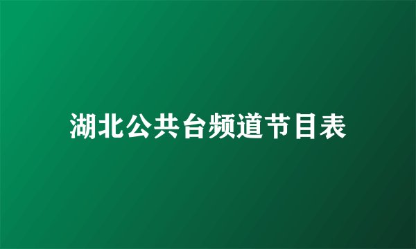 湖北公共台频道节目表