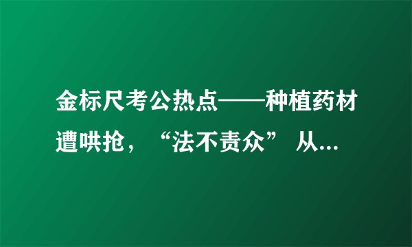 金标尺考公热点——种植药材遭哄抢，“法不责众” 从来不是借口