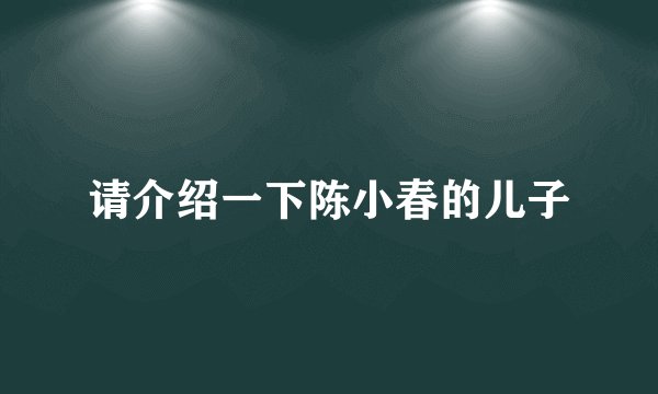 请介绍一下陈小春的儿子