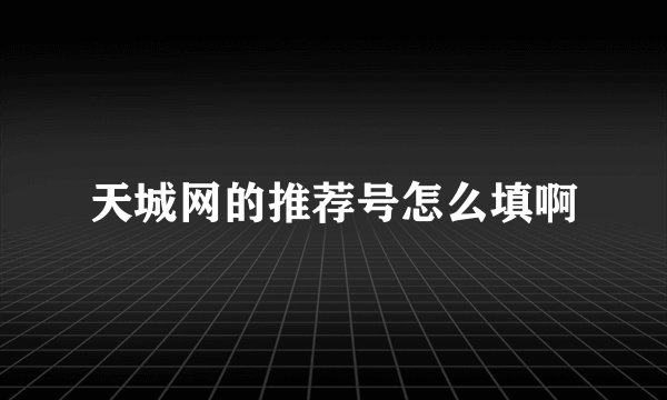天城网的推荐号怎么填啊