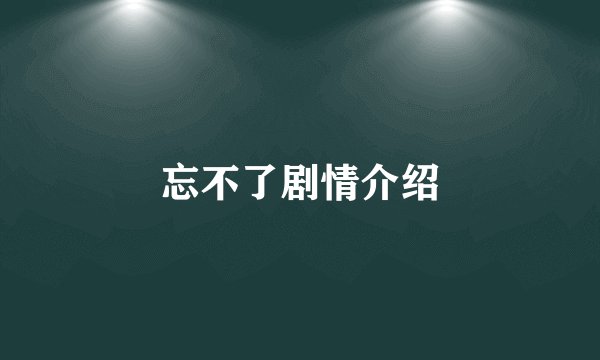 忘不了剧情介绍