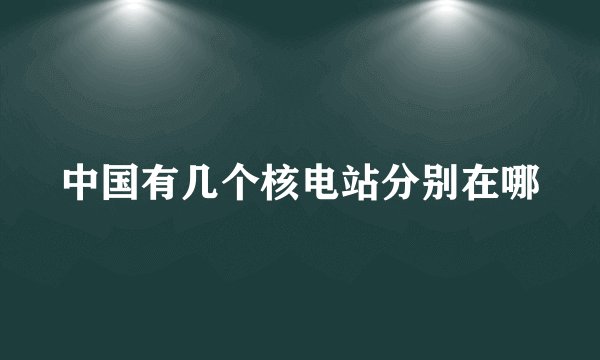 中国有几个核电站分别在哪