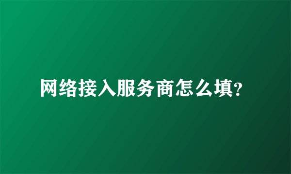 网络接入服务商怎么填？