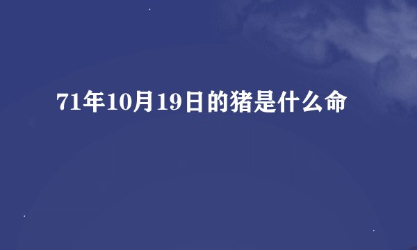71年10月19日的猪是什么命