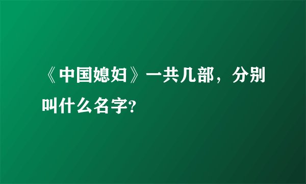 《中国媳妇》一共几部,分别叫什么名字?