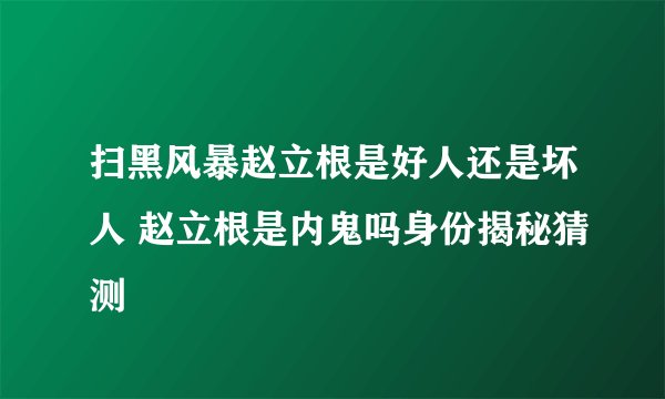扫黑风暴赵立根是好人还是坏人 赵立根是内鬼吗身份揭秘猜测