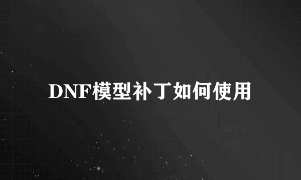 DNF模型补丁如何使用