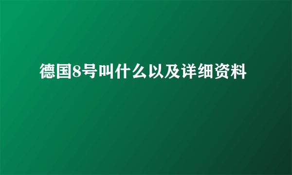 德国8号叫什么以及详细资料