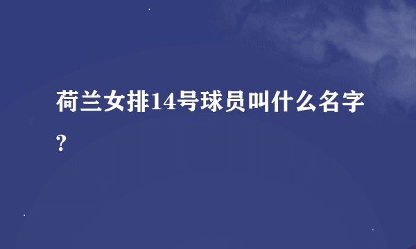 荷兰女排14号球员叫什么名字?