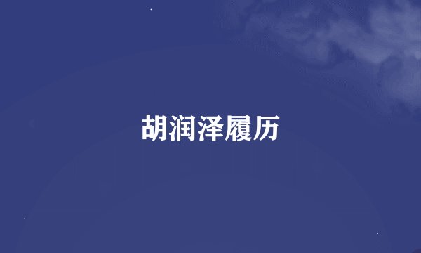 胡润泽履历