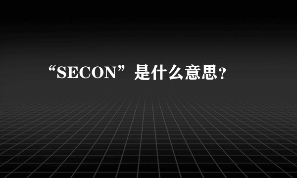 “SECON”是什么意思？