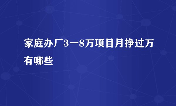 家庭办厂3一8万项目月挣过万有哪些