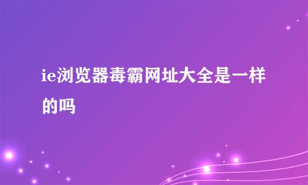 ie浏览器毒霸网址大全是一样的吗
