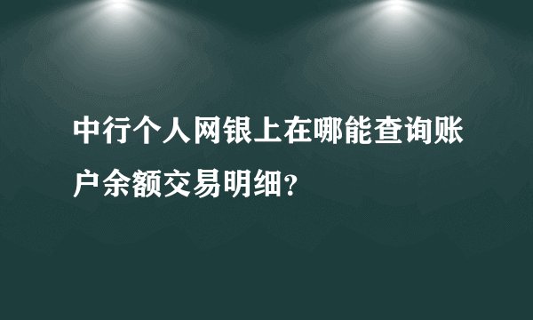 中行个人网银上在哪能查询账户余额交易明细？